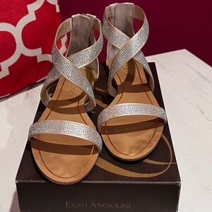 Enzo Angiolini Women’s “Eapersuit” Silver Rhinestone Sandals